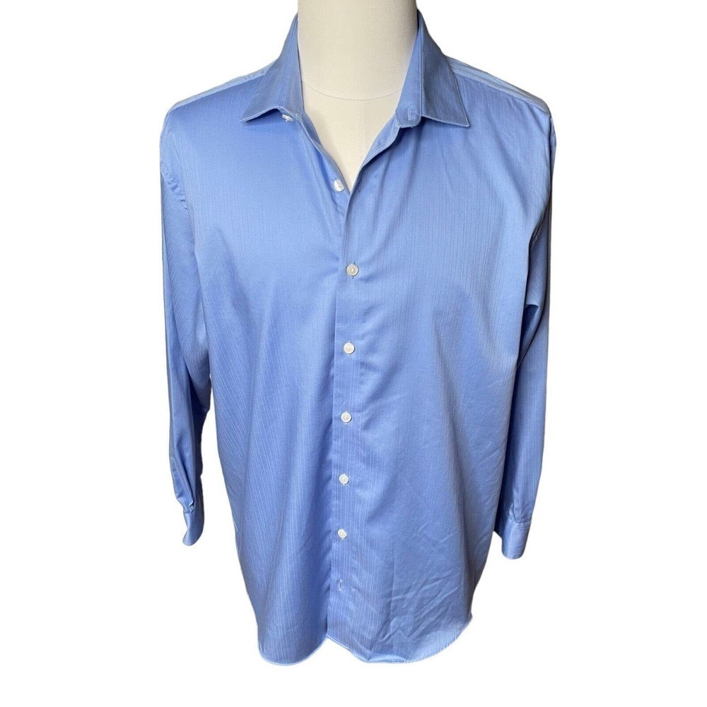 Kenneth Cole Reaction Blue Long Sleeve Button Up Dress Shirt Men's 17 32-33
